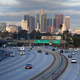 Early morning commuters make their way through light traffic conditions on March 20, 2020 in Los Angeles.